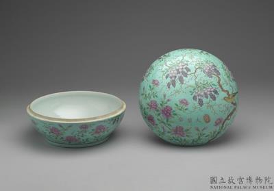 图片[2]-Covered box with birds and flowers in lake-green ground and fencai polychrome enamels, Qing dynasty, Guangxu reign, 1874-1908-China Archive